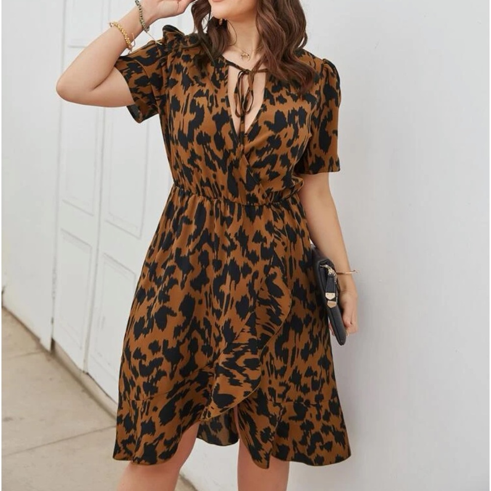 SHEIN tie neck wrap dress